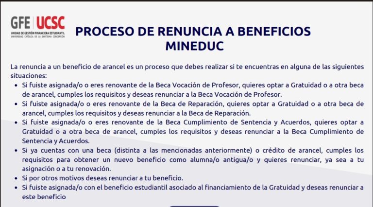 RENUNCIA BENEFICIOS MINEDUC Sistema Universitario De Becas Estudiantiles